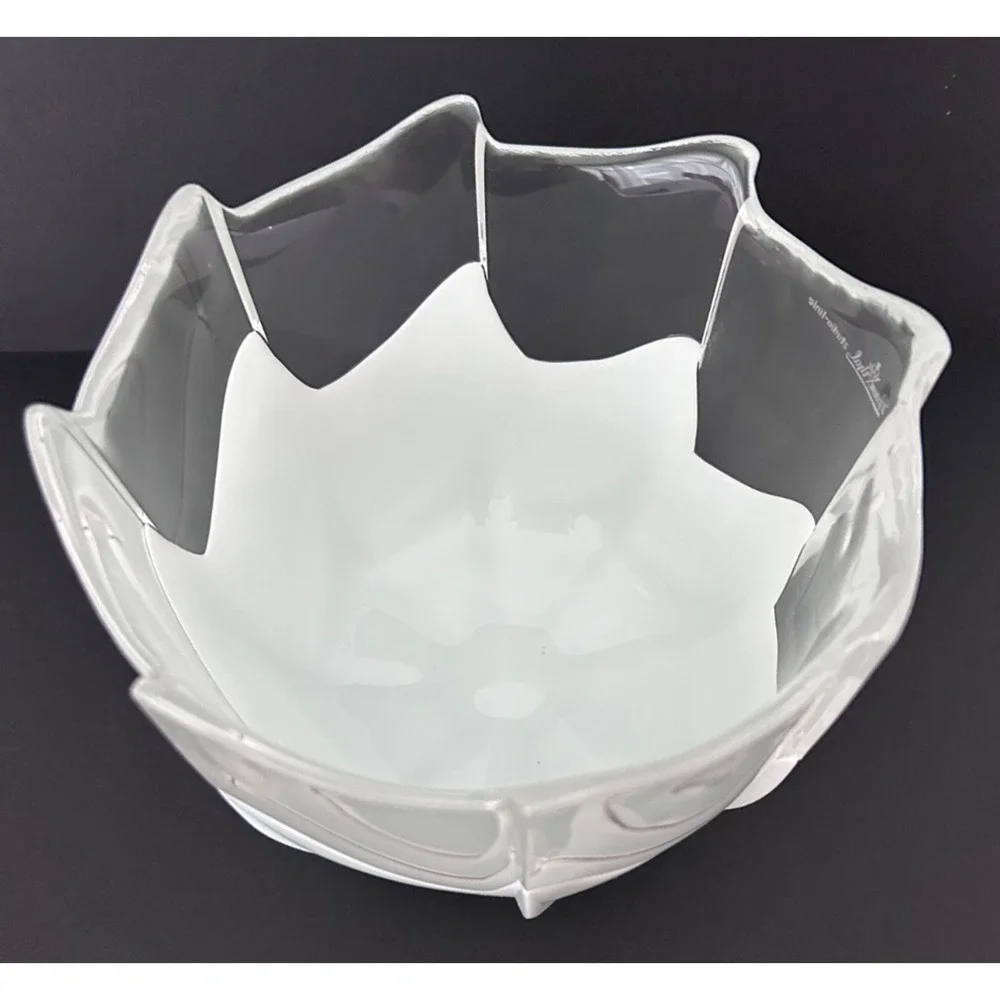CRYSTAL Sculpture Vase Rosenthal Studio Line Art Deco Germany Glass Fan Dish Vtg